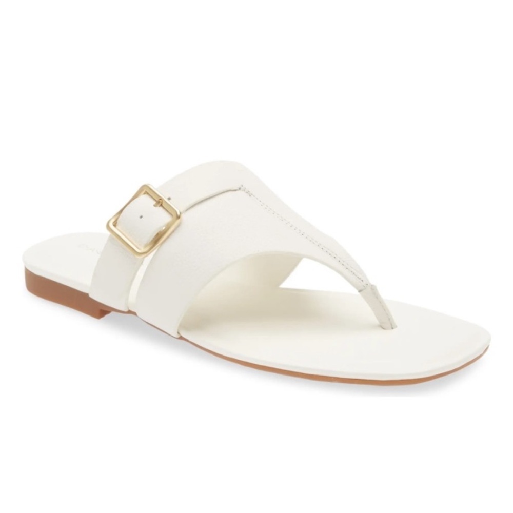 Caslon Leather White Sandals with Gold Hardware